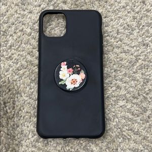 Black Otterbox with Floral Popsocket